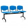 Cadeiras plsticas em longarina tubular preto assento azul