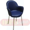 Cadeira Gogo estofada 4 pés cromada courvin azul