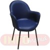 Cadeira Gogo estofada 4 pés epóxi preto courvin azul