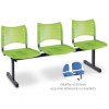 Cadeiras plsticas em longarina tubular preto assento verde