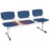 Cadeiras em longarinas cromadas 3 lugares azul petrleo