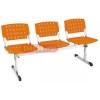 Cadeiras em longarinas cromadas 3 lugares laranja slido