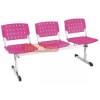 Cadeiras em longarinas cromadas 3 lugares pink translcido