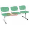 Cadeiras em longarinas cromadas 3 lugares verde claro
