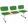 Cadeiras em longarinas cromadas 3 lugares verde slido