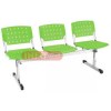 Cadeiras em longarinas cromadas 3 lugares verde translcido