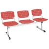 Cadeiras em longarinas cromadas 3 lugares vermelho slido