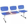 Cadeiras em longarinas cromadas 3 lugares azul translcido