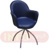 Cadeira Gogo estofada raio cromada courvin azul